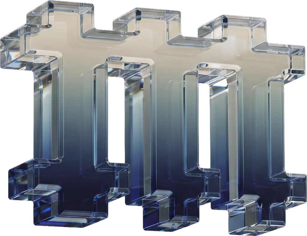 The Masri pixel mark rendered as a sculpture of cut glass